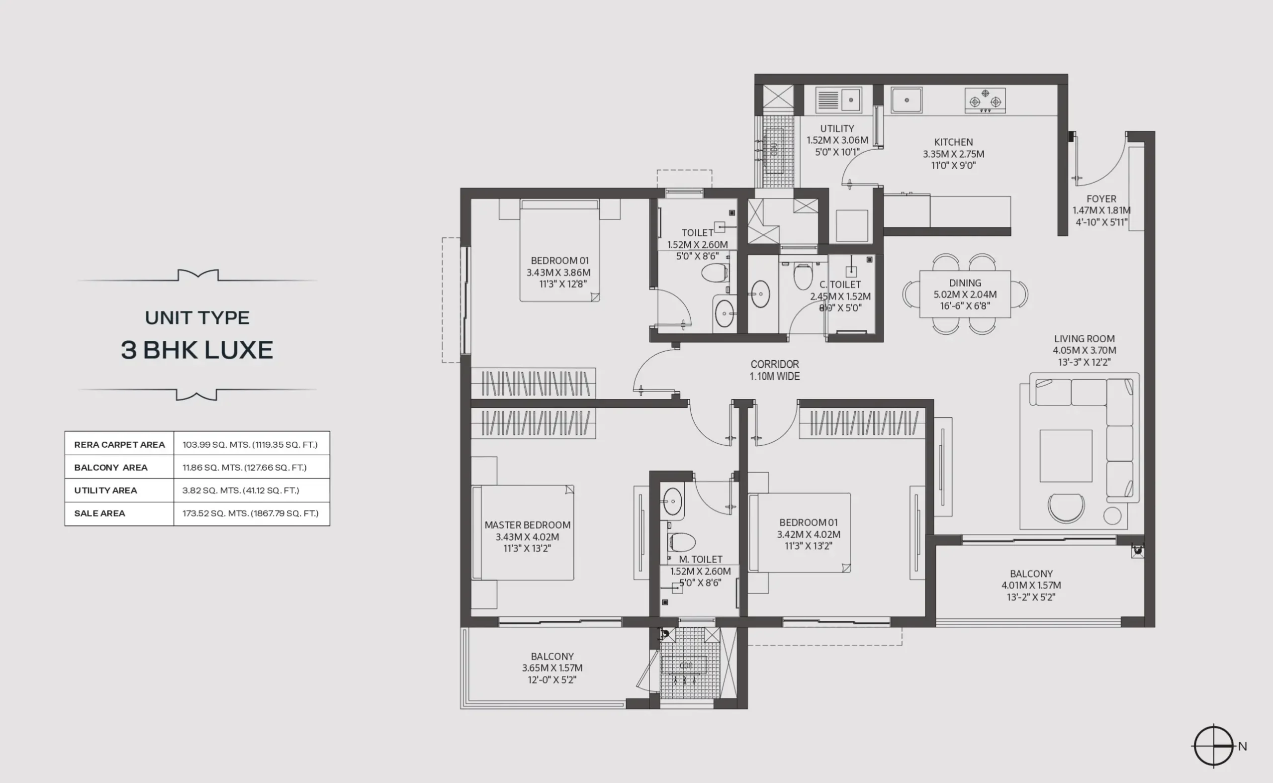 Godrej Regent Park 3 BHK Luxe floor plan