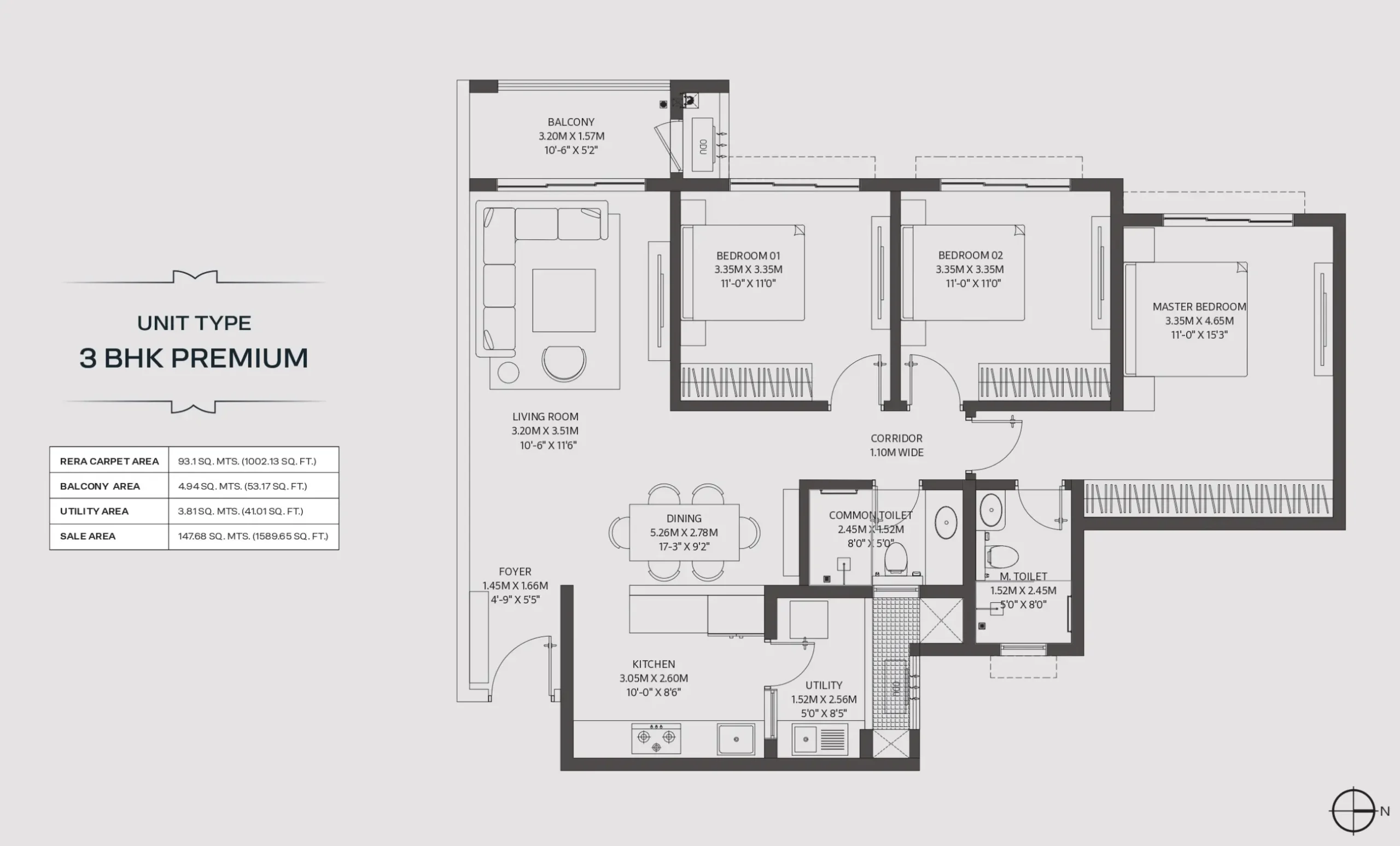 Godrej Regent Park 3 BHK Premium floor plan
