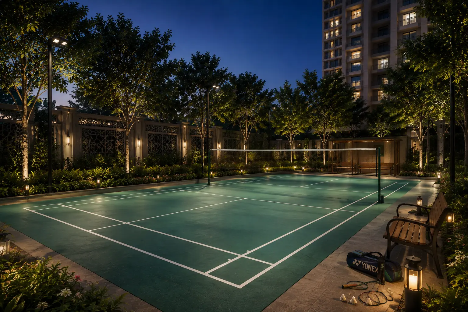 Indoor badminton court at Godrej Regent Park, Sarjapur Road